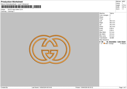 Gucci Logo Outline Embroidery Machine Files