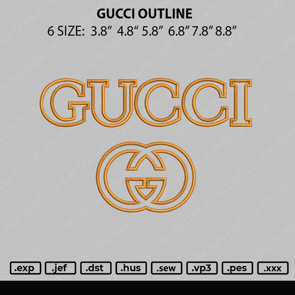 Gucci Outline Embroidery File 6 size