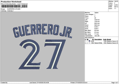 Guerrerotext 27 Embroidery File 6 sizes
