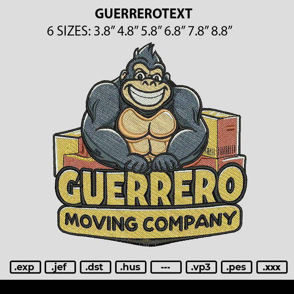Guerrerotext Embroidery File 6 sizes