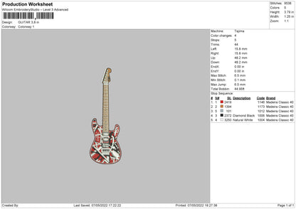 Guitar Embroidery File 4 size