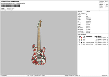 Guitar Embroidery File 4 size