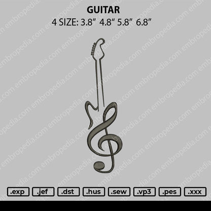 Guitar Embroidery File 4 size
