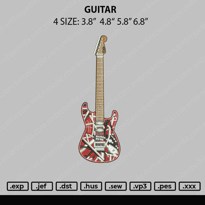 Guitar Embroidery File 4 size