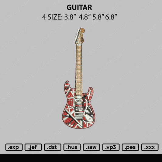 Guitar Embroidery File 4 size