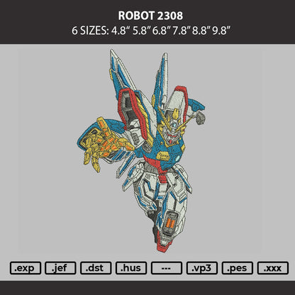 Robot 2308 Embroidery Machine Design File 6 sizes
