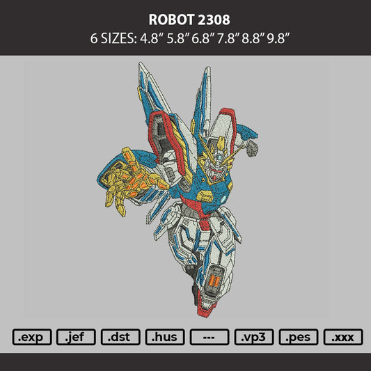 Robot 2308 Embroidery Machine Design File 6 sizes