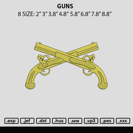 Guns Embroidery File 6 sizes