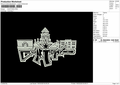 guntown Embroidery File 6 sizes