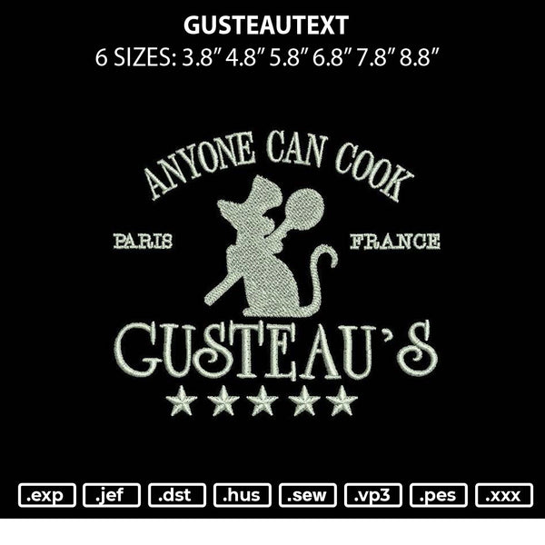 Gusteautext Embroidery File 6 sizes