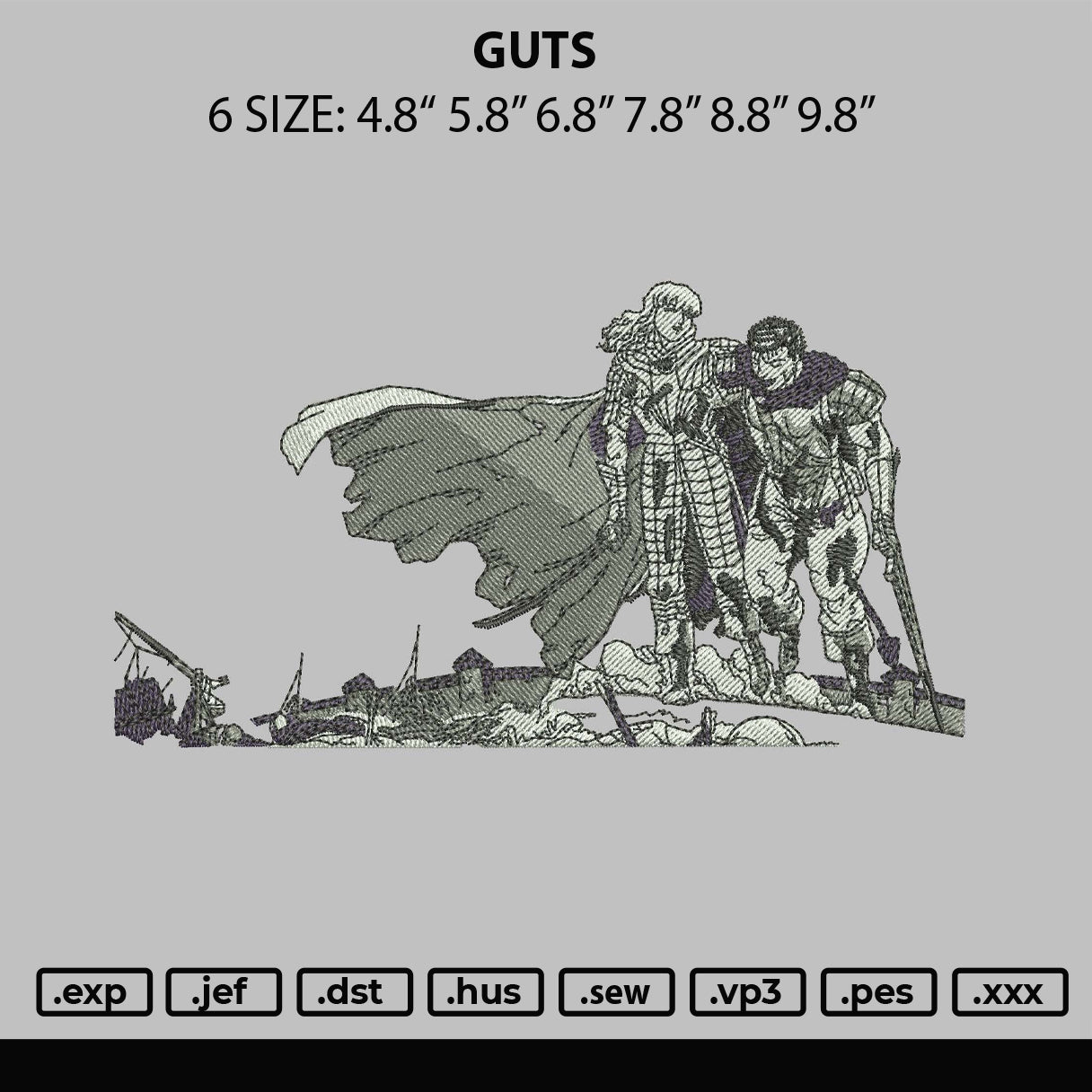 Guts Embroidery File 6 sizes