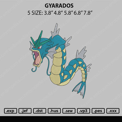 Gyarados Embroidery File 5 sizes