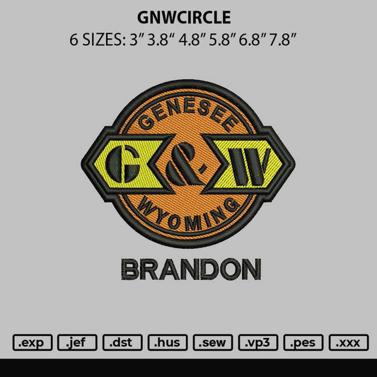 Gnwcircle Embroidery File 6 sizes