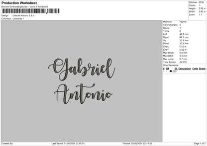 Gabrieltext Embroidery File 6 sizes