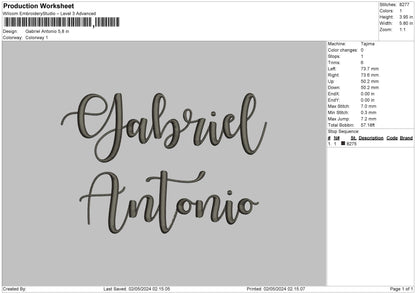 Gabrieltext Embroidery File 6 sizes