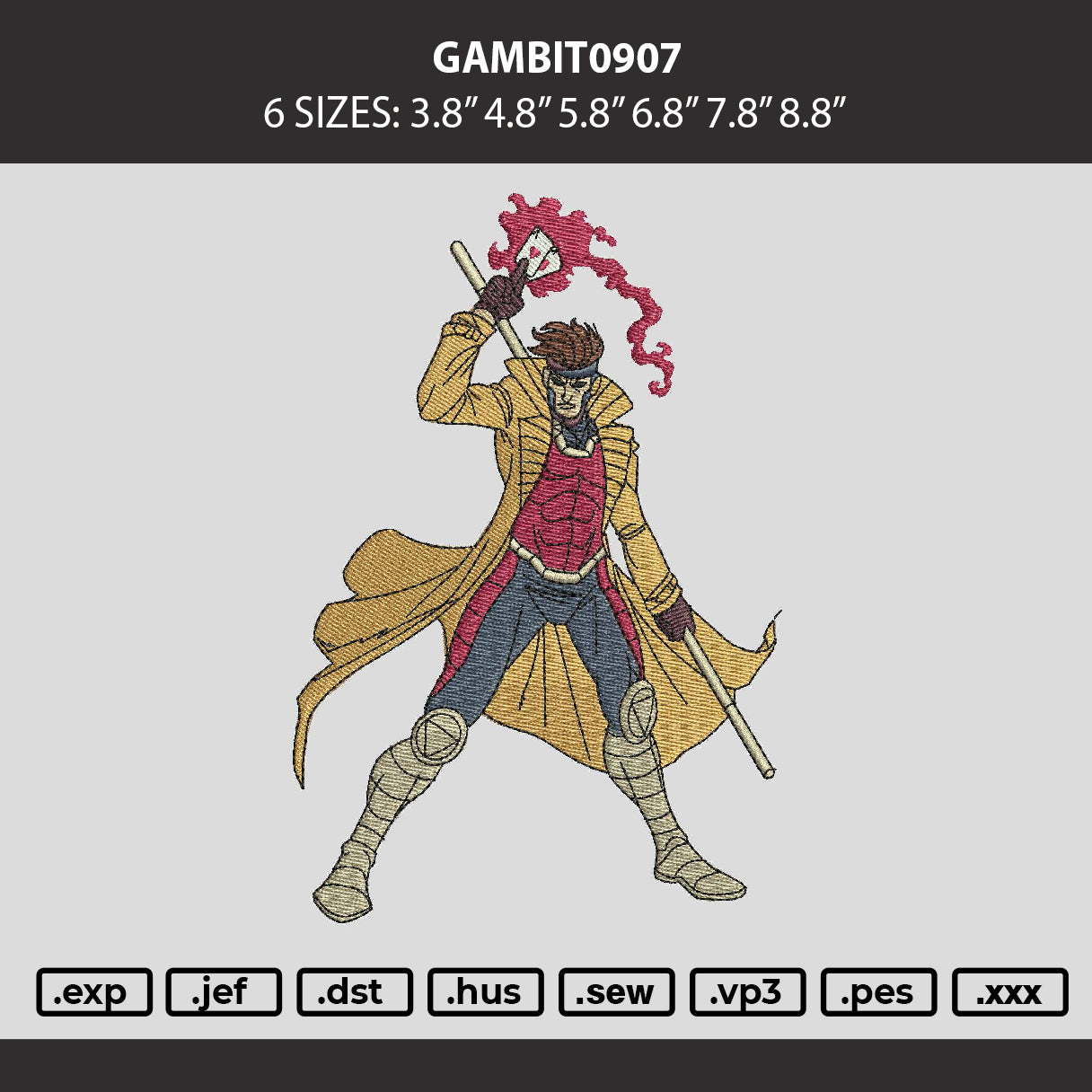 Gambit0907 Embroidery Machine Design File 6 sizes