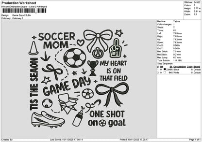 Gametext 1011 Embroidery File 6 sizes