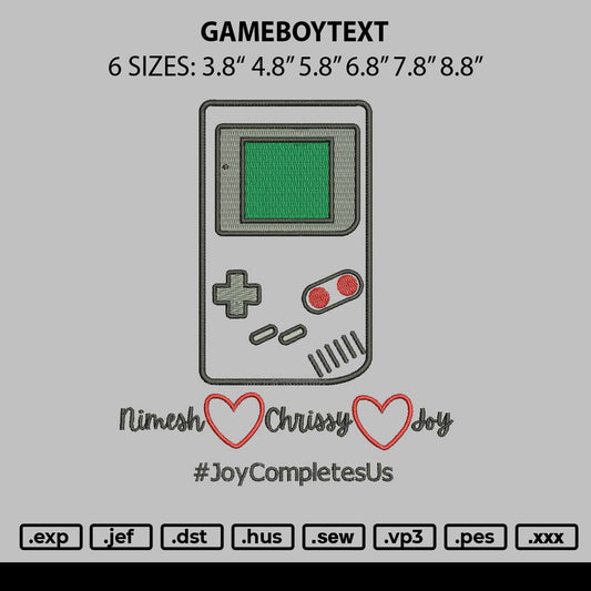 Gameboytext Embroidery File 6 sizes