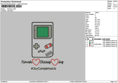 Gameboytext Embroidery File 6 sizes