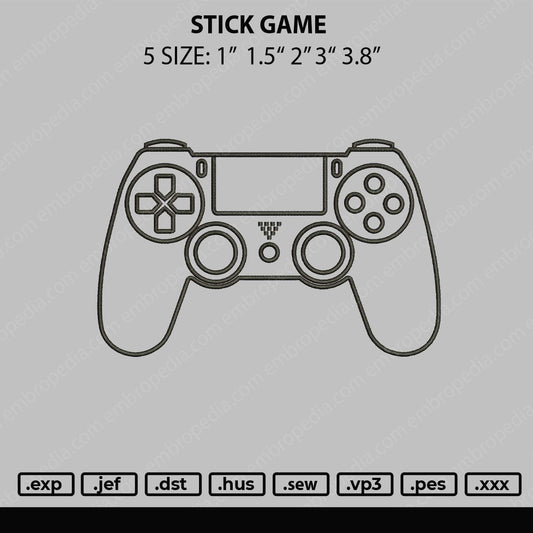 Game Stick 5 Embroidery File 5 sizes