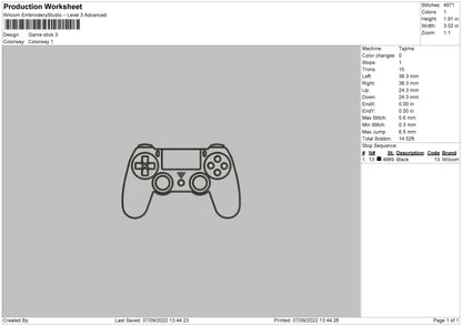 Game Stick 5 Embroidery File 5 sizes