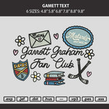 Gamett Text Embroidery Machine Design File 6 sizes