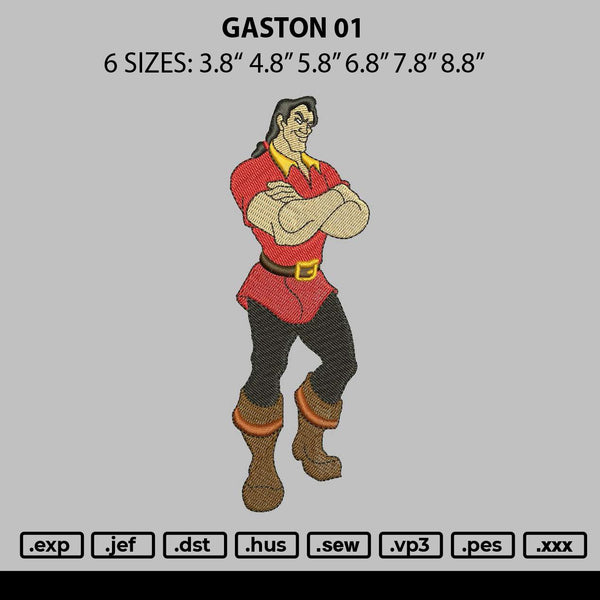 Gaston 01 Embroidery File 6 sizes