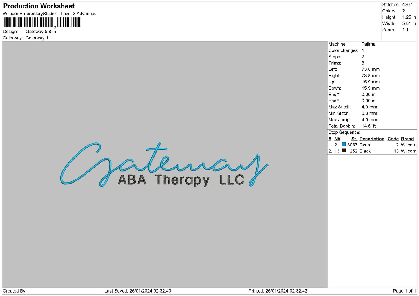 Gateway Text Embroidery File 6 sizes