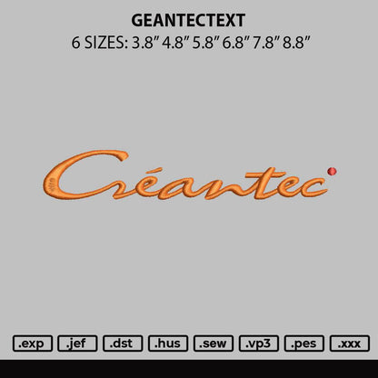 Geantectext Embroidery File 6 sizes