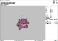 Gengar Keychain Embroidery File 6 sizes