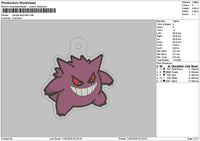 Gengar Keychain Embroidery File 6 sizes