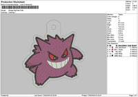 Gengar Keychain Embroidery File 6 sizes