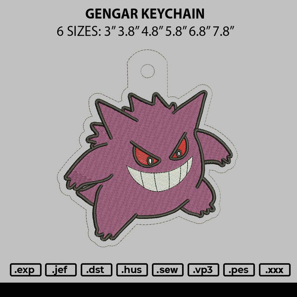 Gengar Keychain Embroidery File 6 sizes