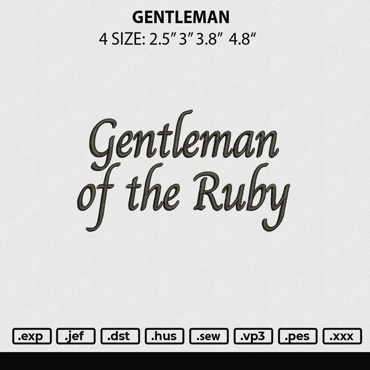 Gentleman Embroidery File 4 Size