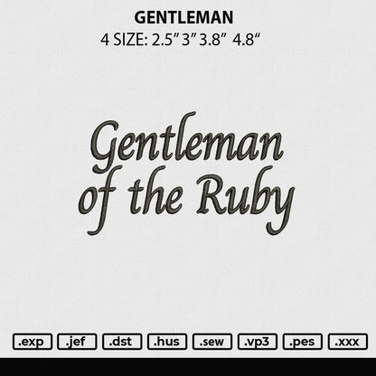 Gentleman Embroidery File 4 Size