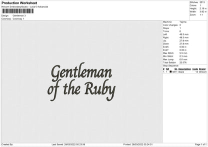 Gentleman Embroidery File 4 Size