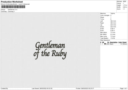 Gentleman Embroidery File 4 Size