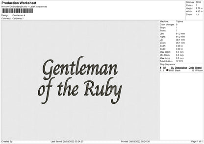 Gentleman Embroidery File 4 Size