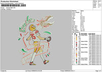 Baseball Player 0308 Embroidery File 6 sizes