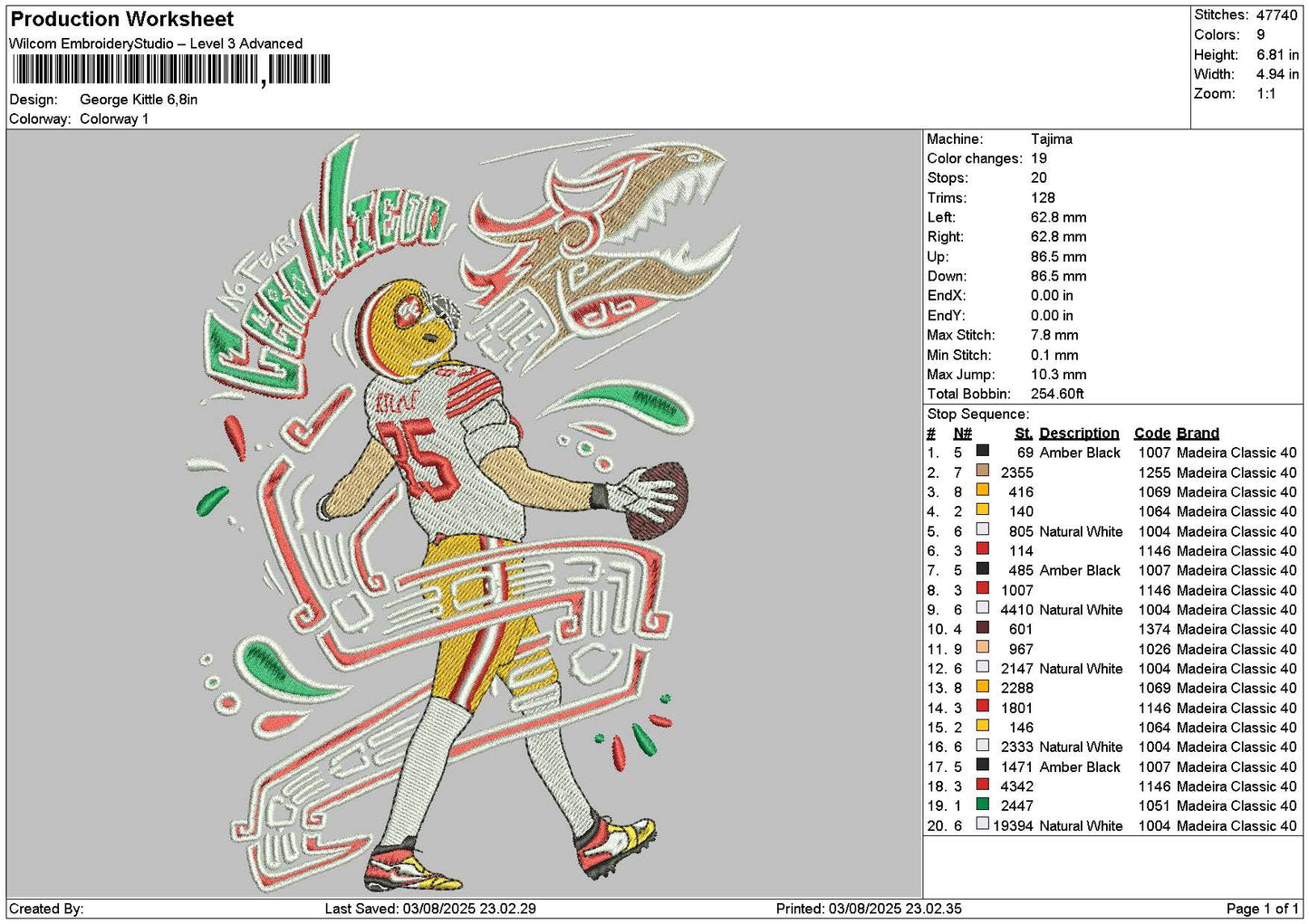 Baseball Player 0308 Embroidery File 6 sizes