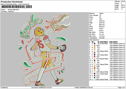 Baseball Player 0308 Embroidery File 6 sizes