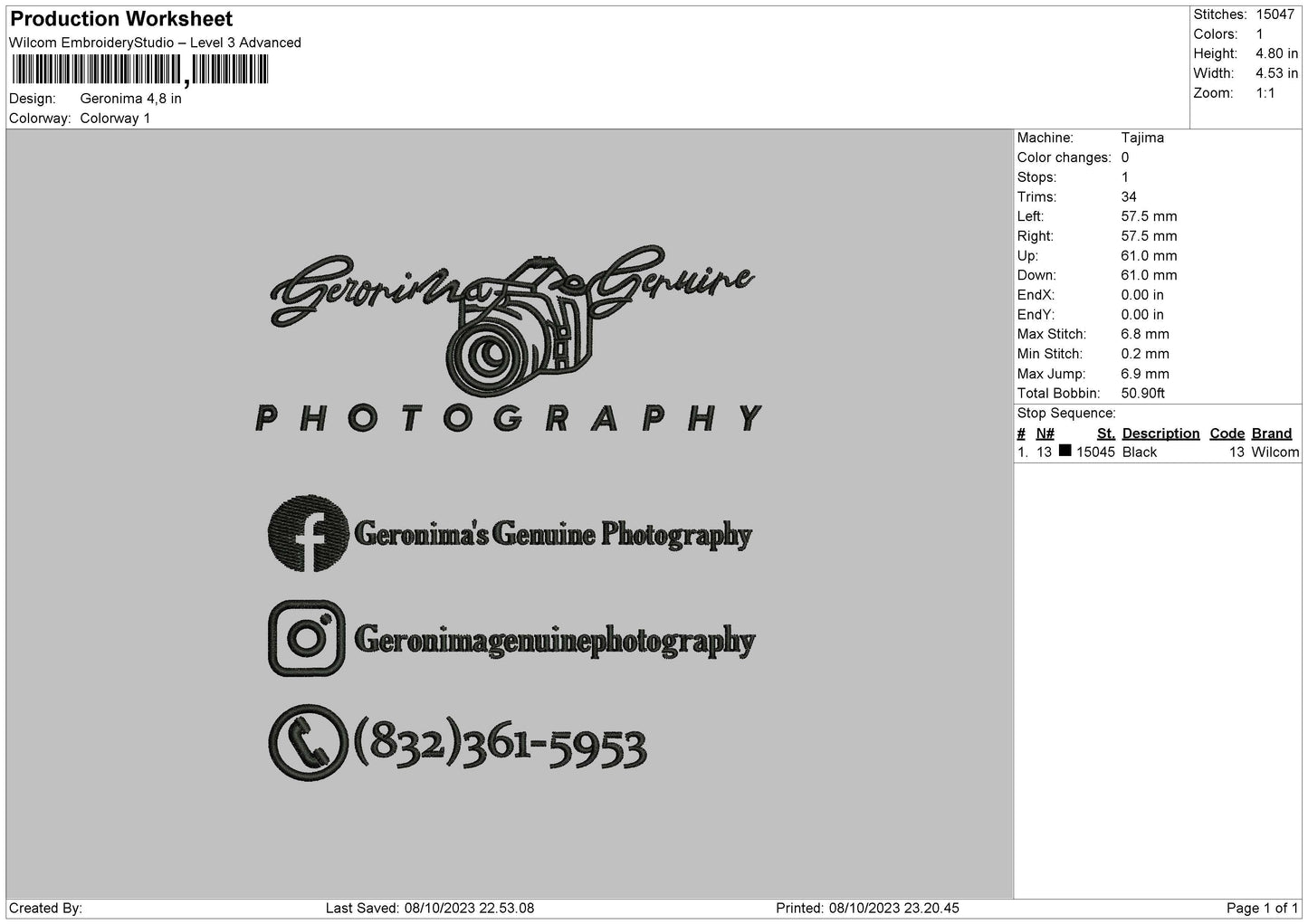 Photography 0810b Embroidery File 6 sizes