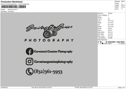 Photography 0810b Embroidery File 6 sizes
