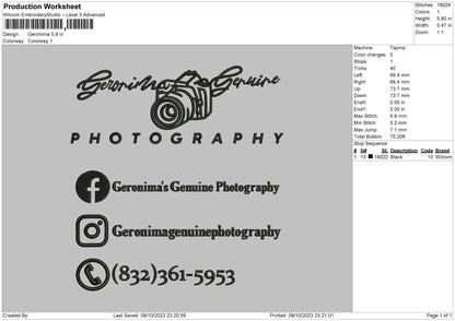 Photography 0810b Embroidery File 6 sizes