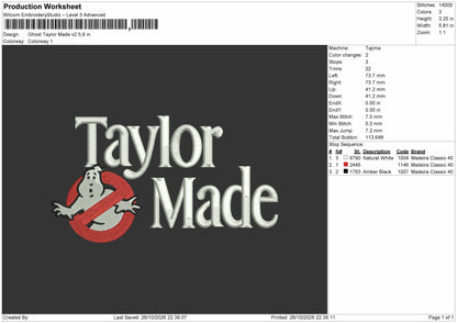 Ghost 2610 Embroidery Machine Design File 6 sizes