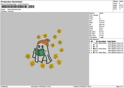 Ghostbook 2107 Embroidery File 6 sizes