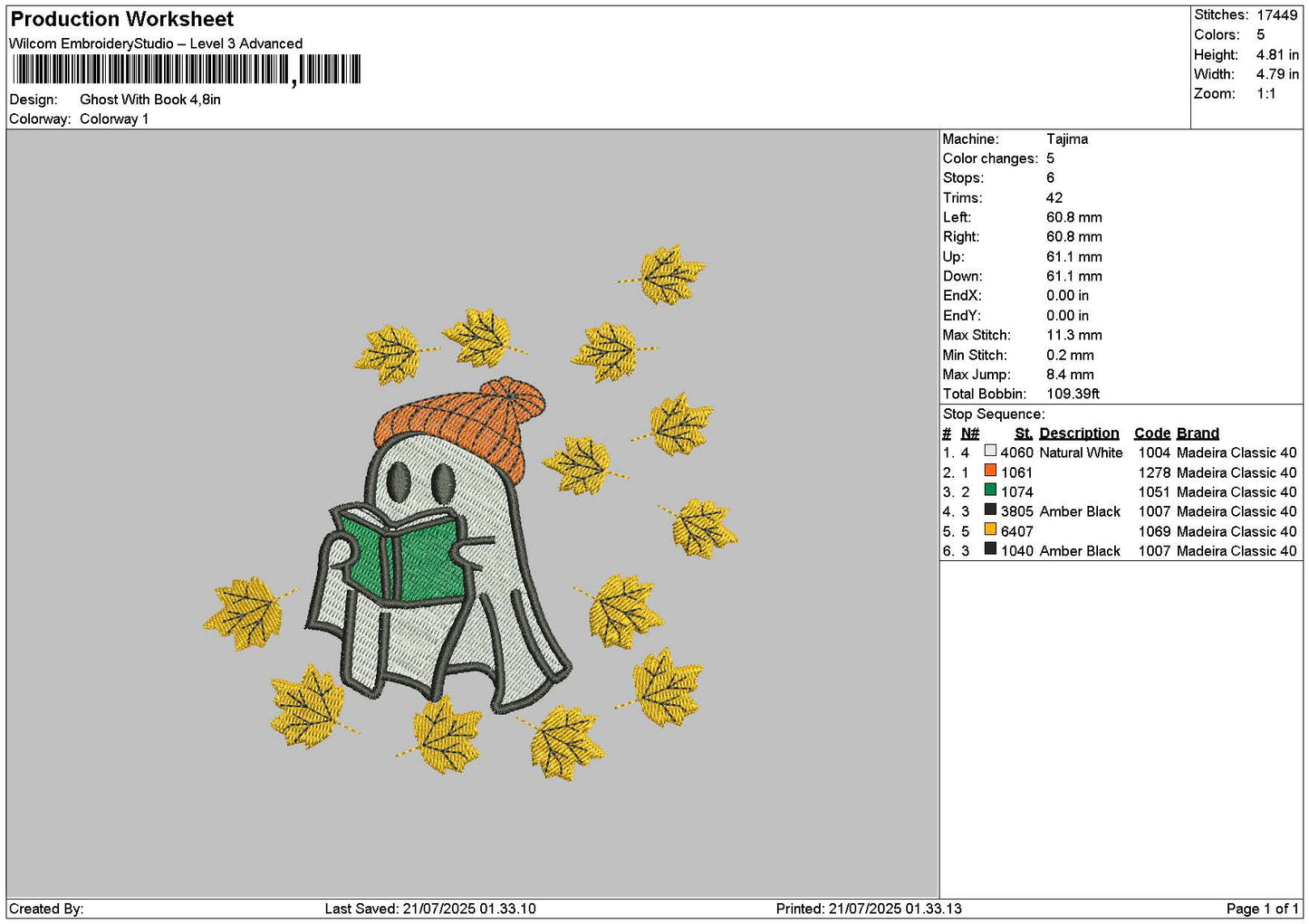 Ghostbook 2107 Embroidery File 6 sizes