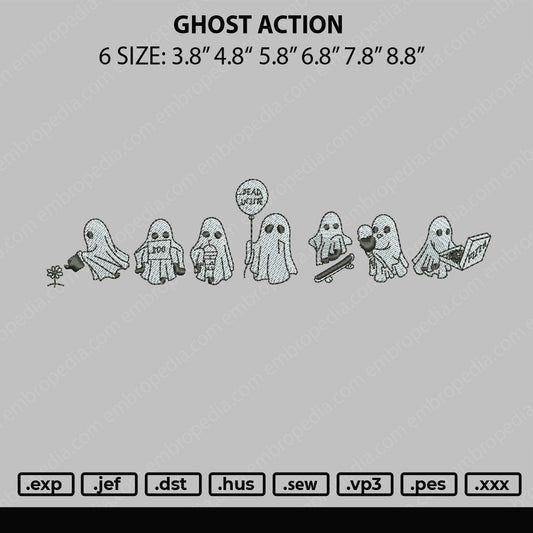 Ghost Action Embroidery file 6 sizes