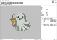 Ghost Ice Coffee Embroidery File 6 sizes