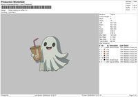 Ghost Ice Coffee Embroidery File 6 sizes